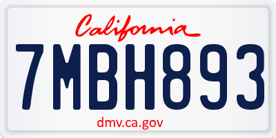 CA license plate 7MBH893