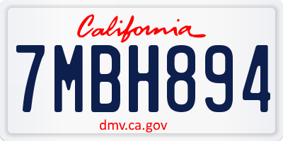 CA license plate 7MBH894