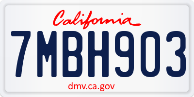 CA license plate 7MBH903