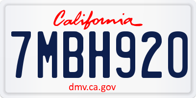CA license plate 7MBH920
