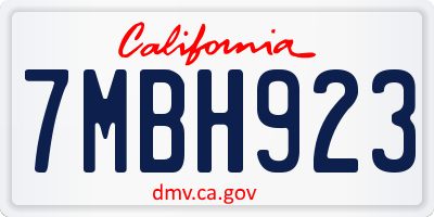 CA license plate 7MBH923