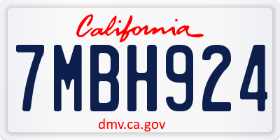 CA license plate 7MBH924