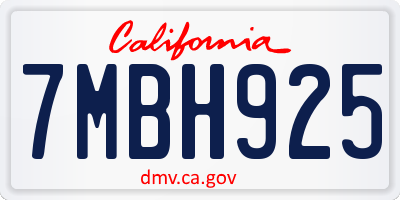 CA license plate 7MBH925