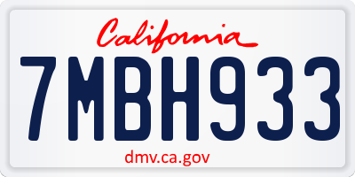 CA license plate 7MBH933