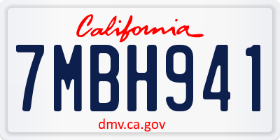 CA license plate 7MBH941
