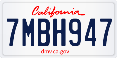 CA license plate 7MBH947