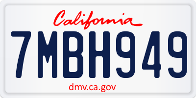 CA license plate 7MBH949