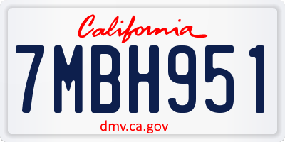 CA license plate 7MBH951