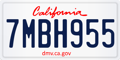 CA license plate 7MBH955