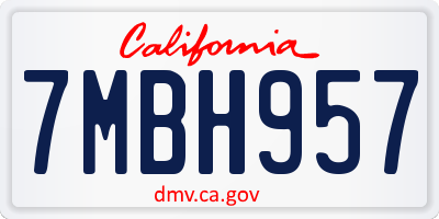 CA license plate 7MBH957