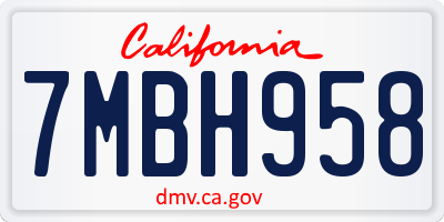 CA license plate 7MBH958
