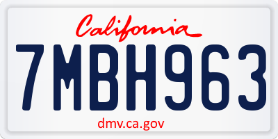 CA license plate 7MBH963