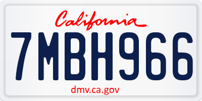 CA license plate 7MBH966