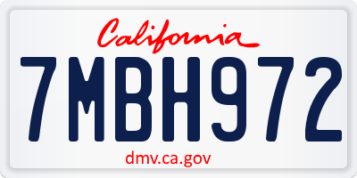 CA license plate 7MBH972