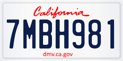 CA license plate 7MBH981