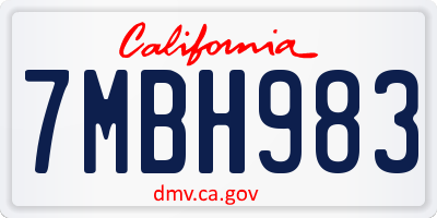 CA license plate 7MBH983