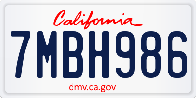 CA license plate 7MBH986