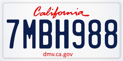 CA license plate 7MBH988
