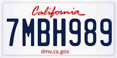 CA license plate 7MBH989