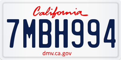 CA license plate 7MBH994