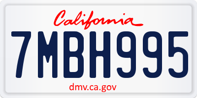 CA license plate 7MBH995