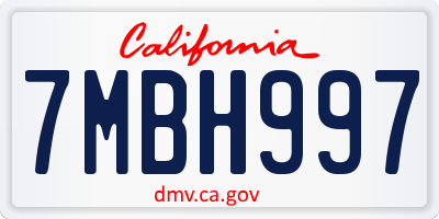 CA license plate 7MBH997