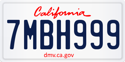 CA license plate 7MBH999
