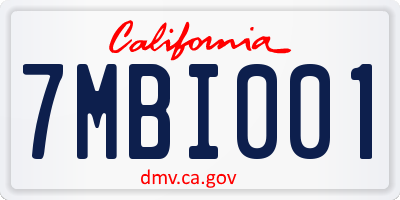 CA license plate 7MBI001