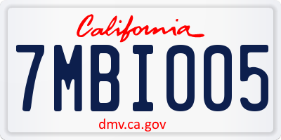 CA license plate 7MBI005