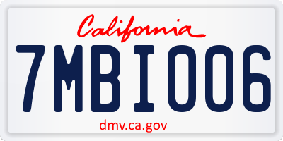 CA license plate 7MBI006