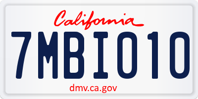 CA license plate 7MBI010