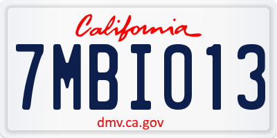 CA license plate 7MBI013