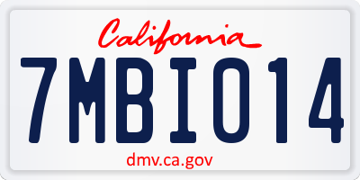 CA license plate 7MBI014