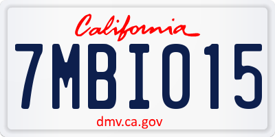 CA license plate 7MBI015