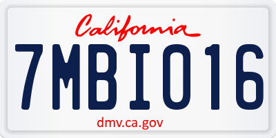 CA license plate 7MBI016