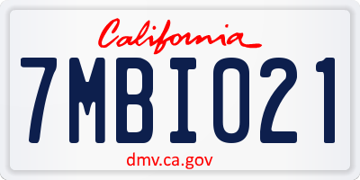 CA license plate 7MBI021