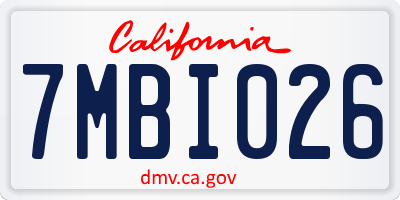 CA license plate 7MBI026