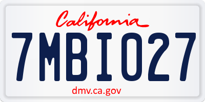 CA license plate 7MBI027
