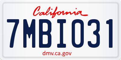 CA license plate 7MBI031
