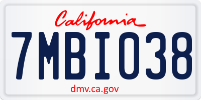 CA license plate 7MBI038