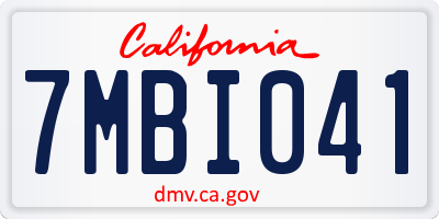 CA license plate 7MBI041