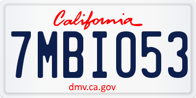 CA license plate 7MBI053