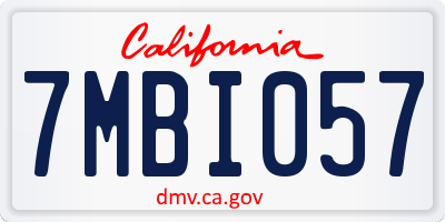 CA license plate 7MBI057