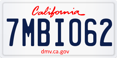 CA license plate 7MBI062