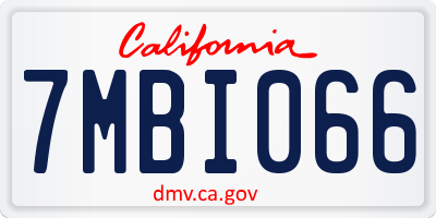 CA license plate 7MBI066