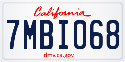 CA license plate 7MBI068