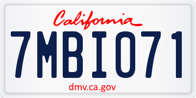 CA license plate 7MBI071