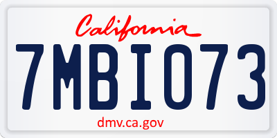 CA license plate 7MBI073