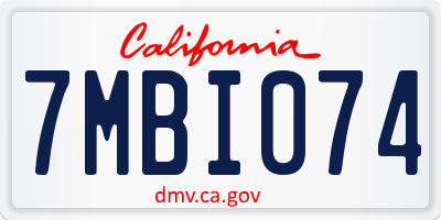 CA license plate 7MBI074