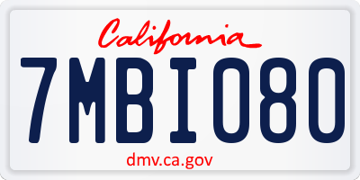 CA license plate 7MBI080